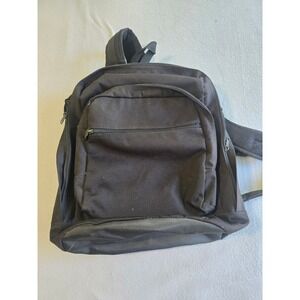 Unbranded Backpack Mens OS Black Canvas Utility Multi Pocket Padded Straps
